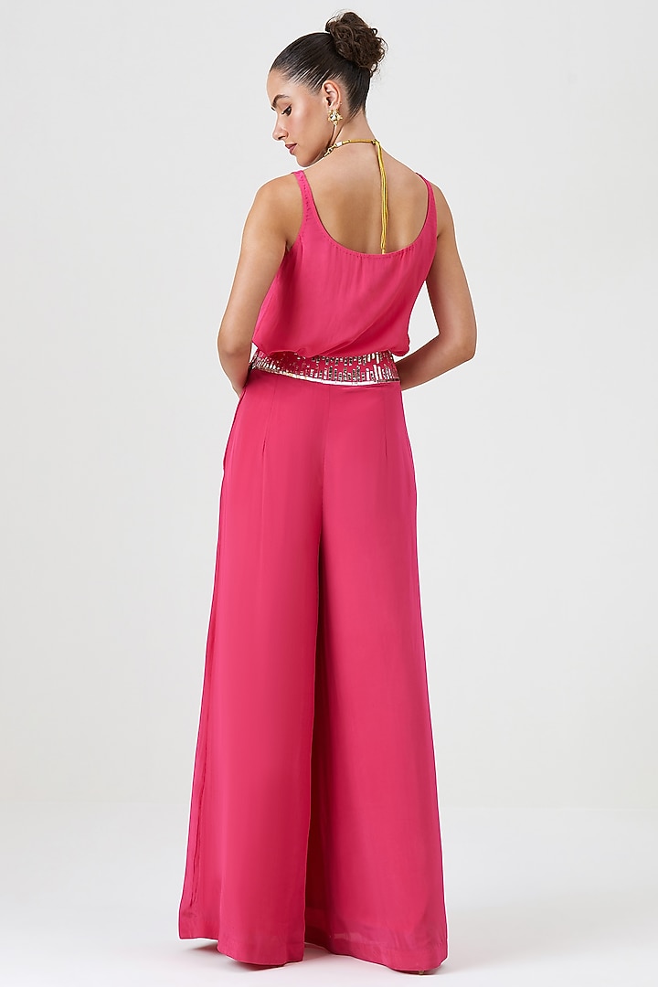 Pink Natural Crepe Nakshi Embellished Cape Set by Sitaraa at Pernia's Pop Up Shop