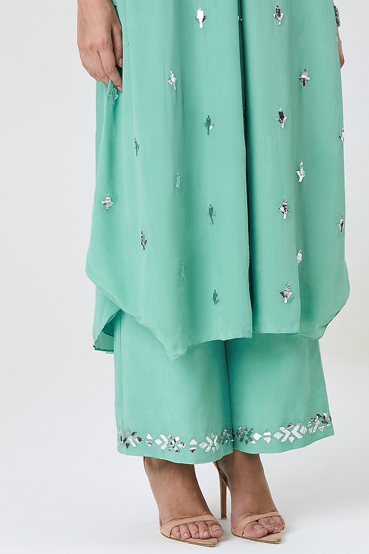 Mint Natural Crepe Silk Tunic Set by Sitaraa at Pernia's Pop Up Shop