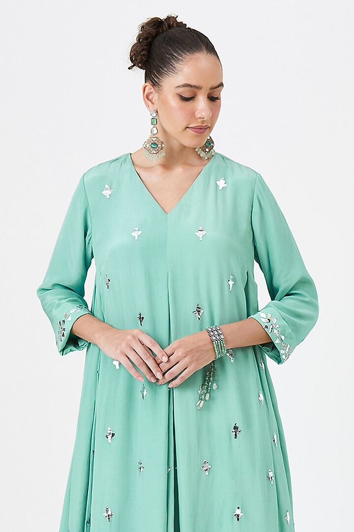 Mint Natural Crepe Silk Tunic Set by Sitaraa at Pernia's Pop Up Shop