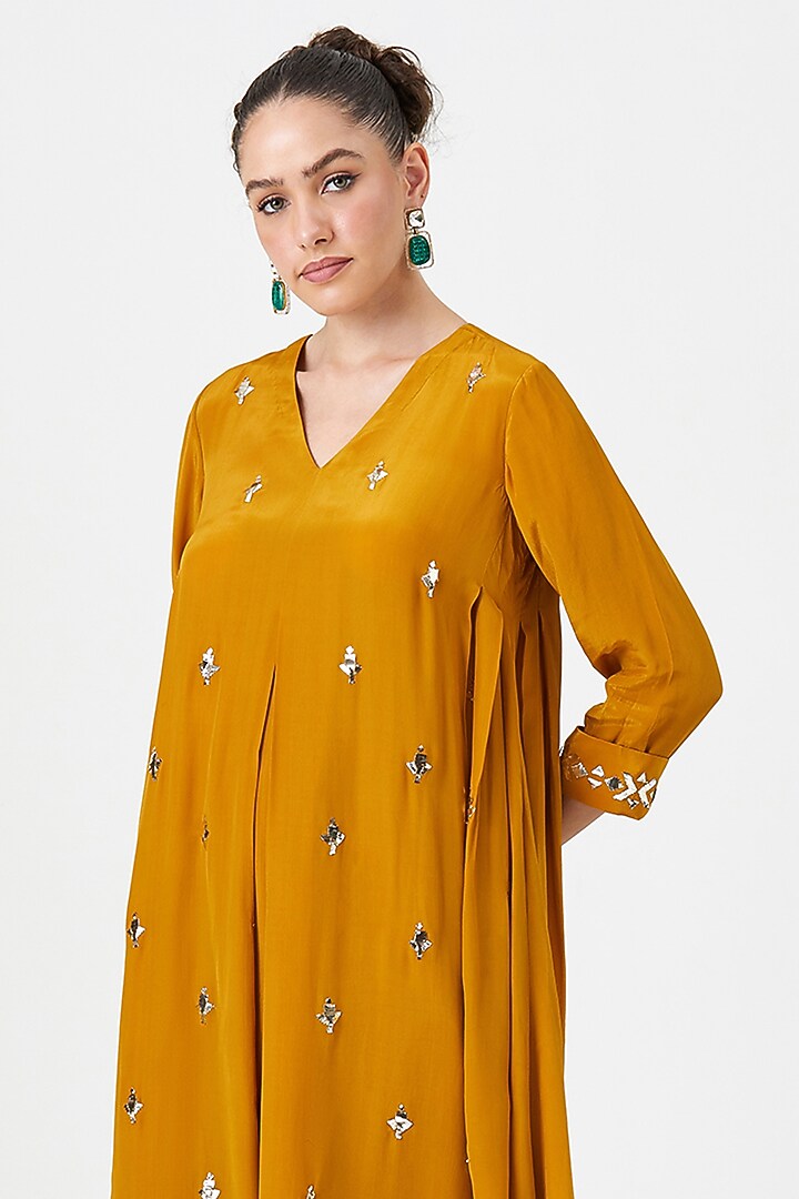 Mustard Natural Crepe Silk Tunic Set by Sitaraa at Pernia's Pop Up Shop