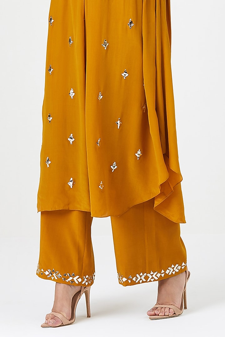 Mustard Natural Crepe Silk Tunic Set by Sitaraa at Pernia's Pop Up Shop