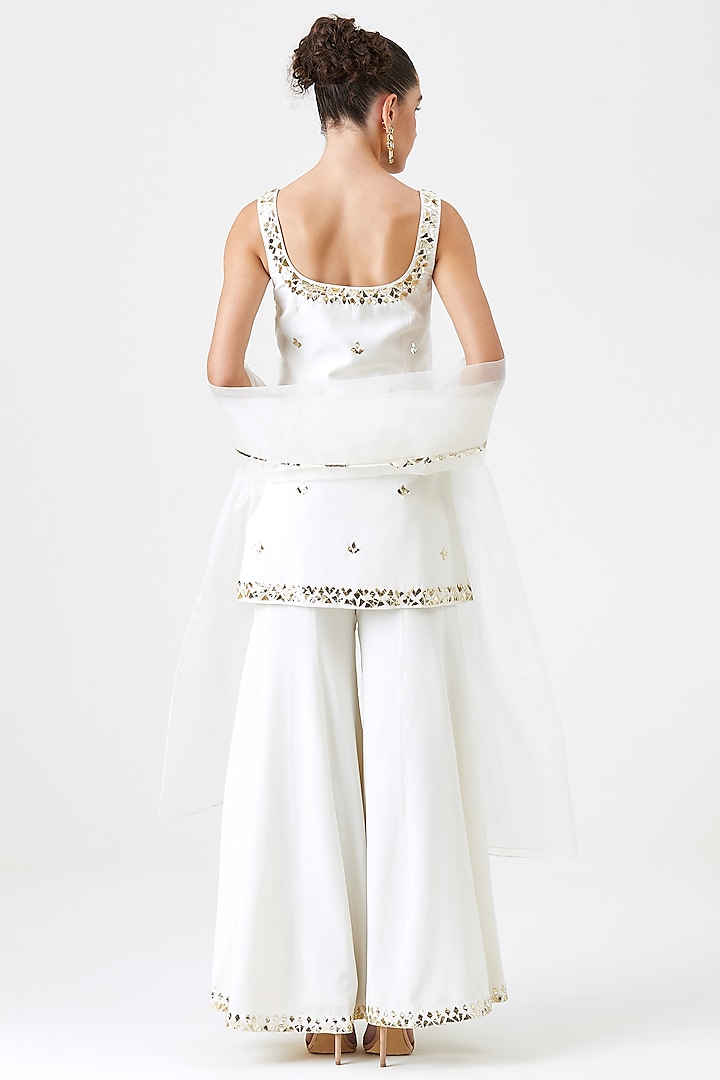 Ivory Natural Crepe Silk Wedding Sharara Set by Sitaraa at Pernia's Pop Up Shop