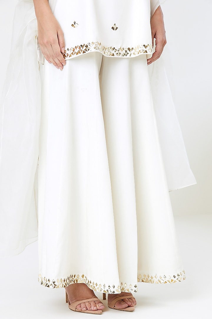 Ivory Natural Crepe Silk Wedding Sharara Set by Sitaraa at Pernia's Pop Up Shop