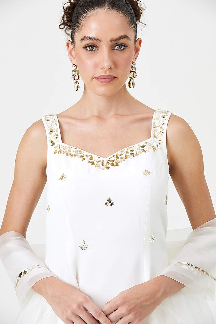 Ivory Natural Crepe Silk Wedding Sharara Set by Sitaraa at Pernia's Pop Up Shop