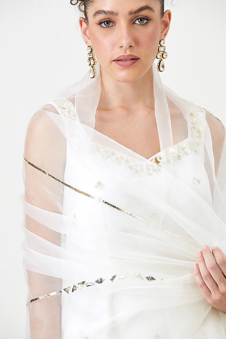 Ivory Natural Crepe Silk Wedding Sharara Set by Sitaraa at Pernia's Pop Up Shop