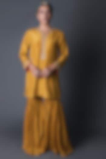 Mustard Embroidered Sharara Set by Sitaraa at Pernia's Pop Up Shop