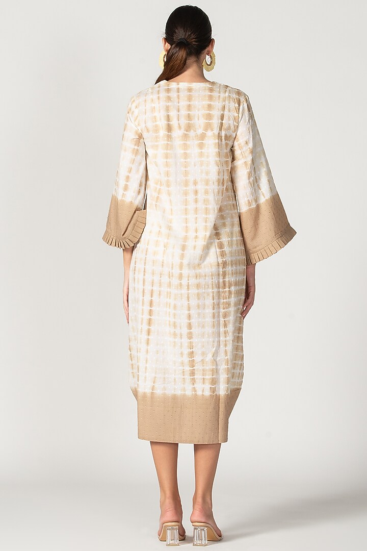 Off White & Beige Printed Summer Dress by Sitaraa at Pernia's Pop Up Shop