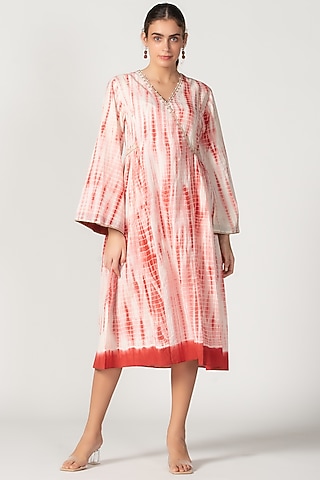 White & Red Printed Dress by Sitaraa