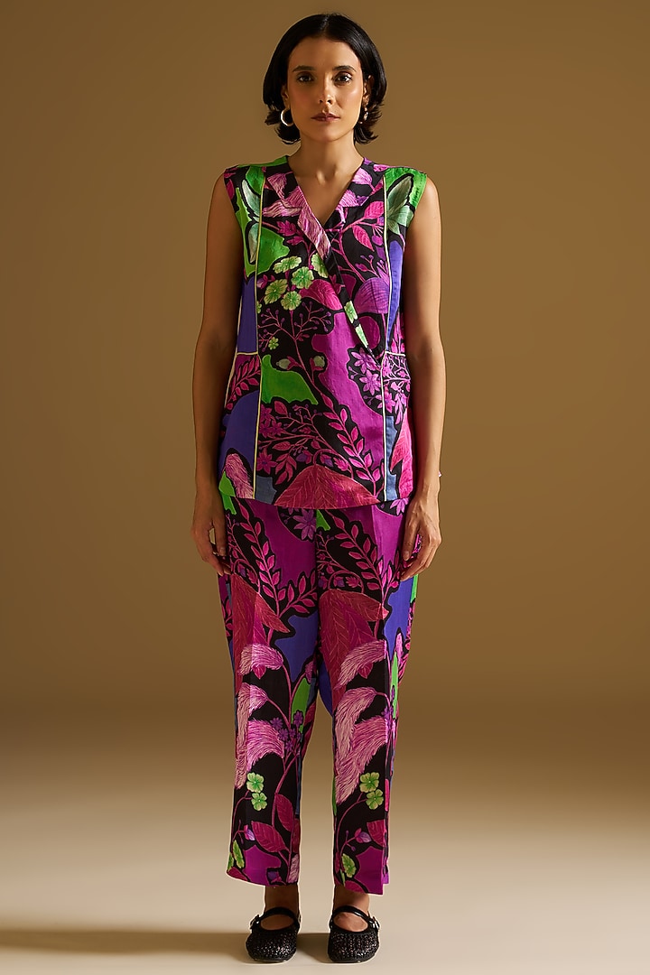 Multi-Colored Silk Linen Printed Co-Ord Set by Sitaraa at Pernia's Pop Up Shop