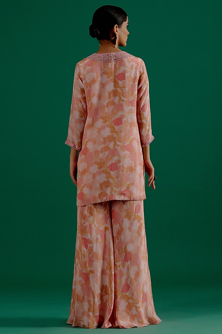 Blush Pink Crepe & Organza Printed Wedding Sharara Set by Sitaraa at Pernia's Pop Up Shop