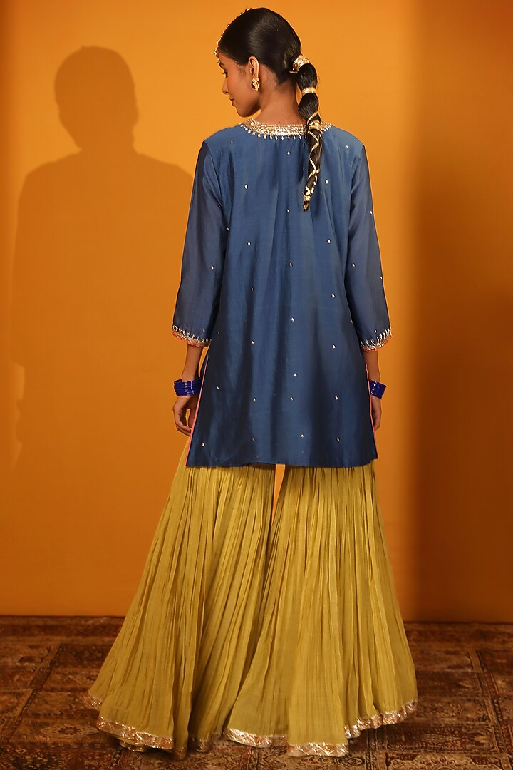 Yellow Chanderi Silk Wedding Sharara Set by Sitaraa at Pernia's Pop Up Shop