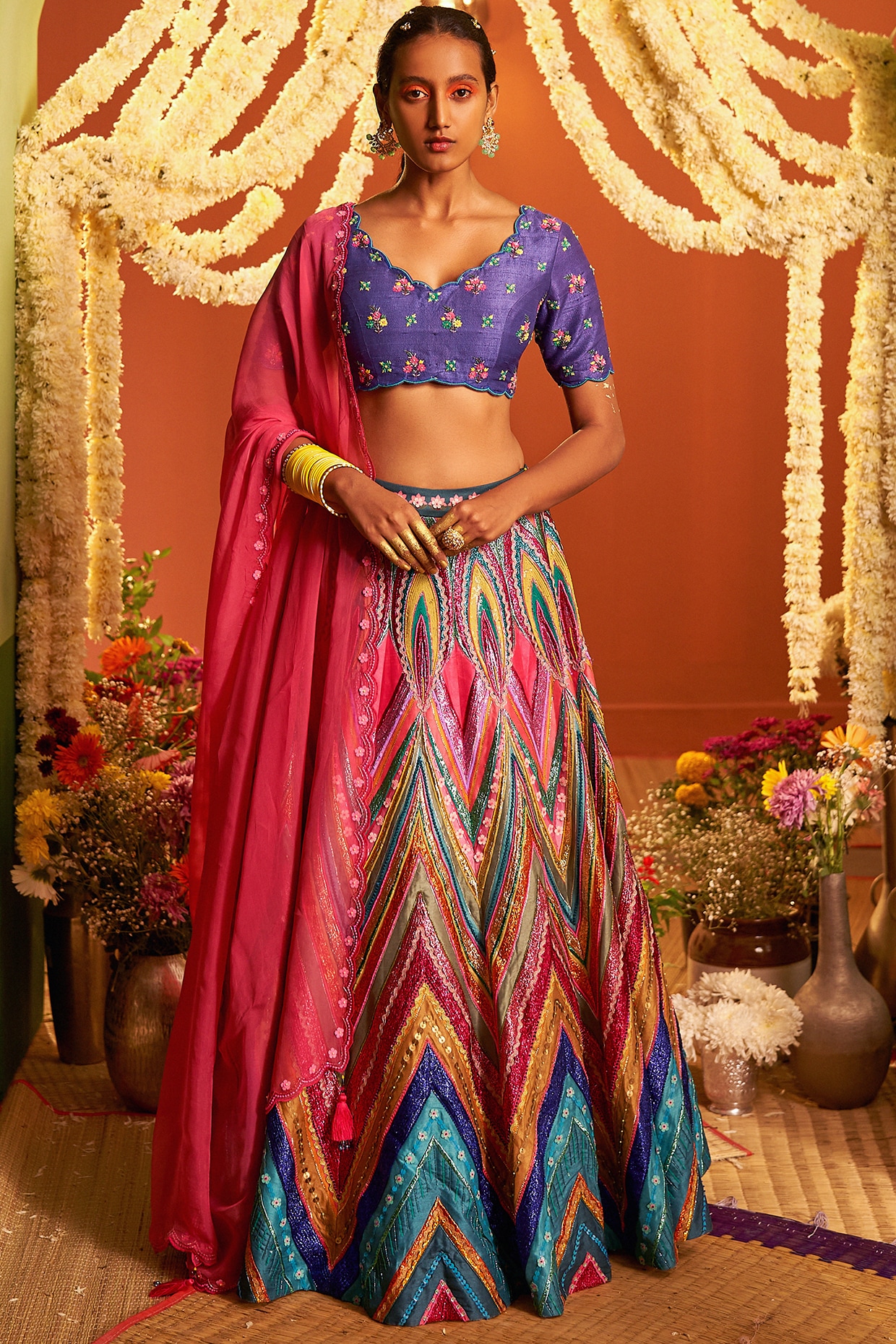 Champagne Lehenga Set With Embroidery Design by Bhumika Sharma at Pernia's  Pop Up Shop 2024