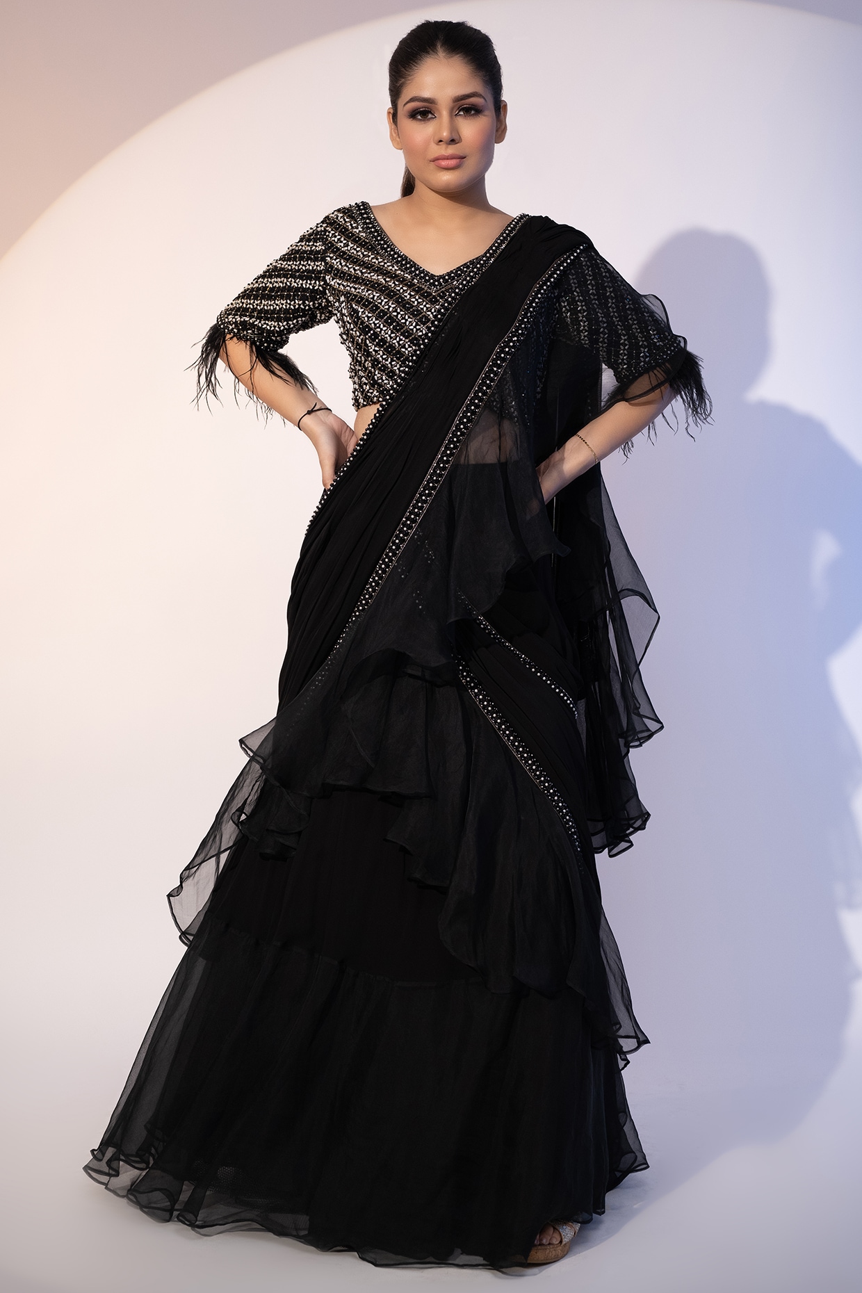 Ruffle Saree Designs - Fresh Look Fashion - Medium