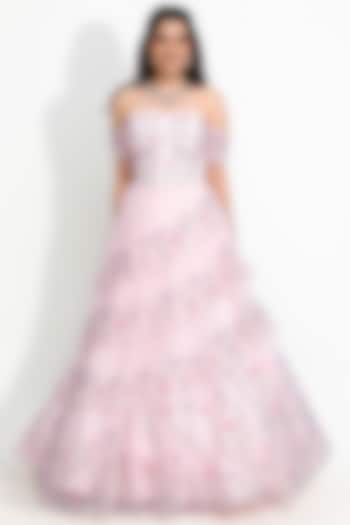 Pink Hand Embroidered Gown by Sanjana Thakur at Pernia's Pop Up Shop