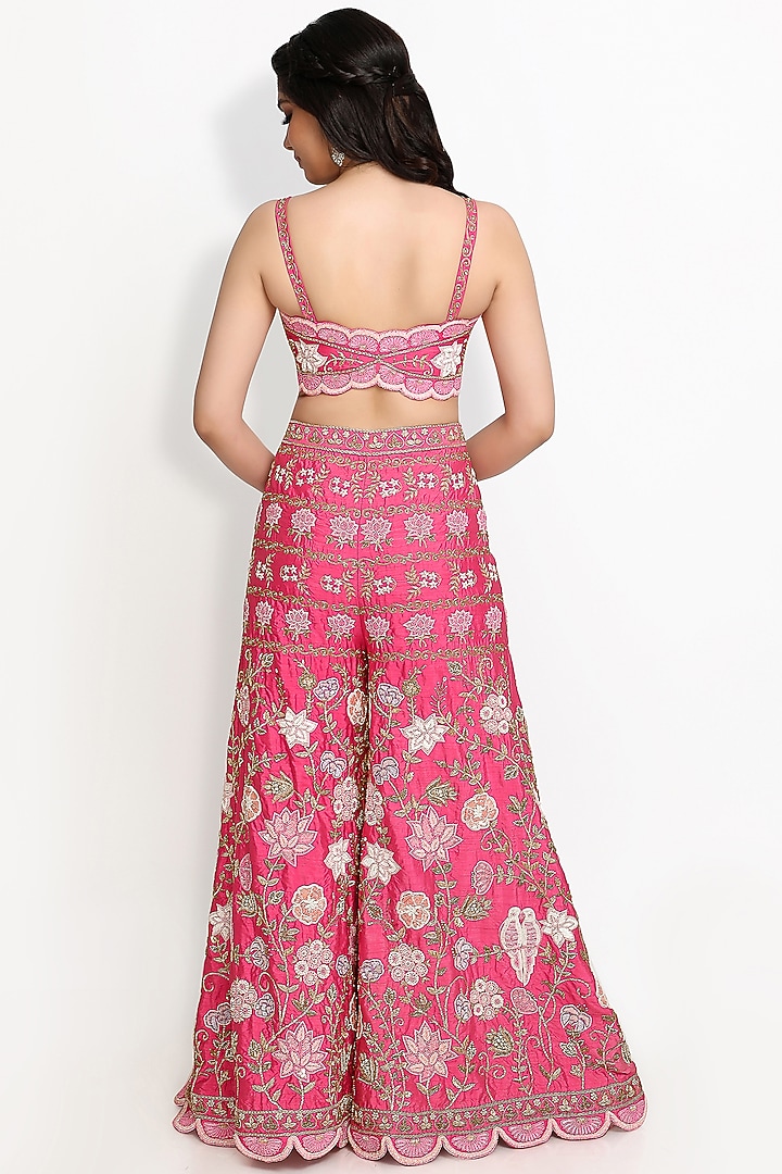 Pink Hand Embroidered Jacket Set by Sanjana Thakur at Pernia's Pop Up Shop