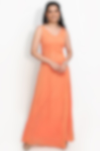 Orange Georgette Gown by Sanjana Thakur