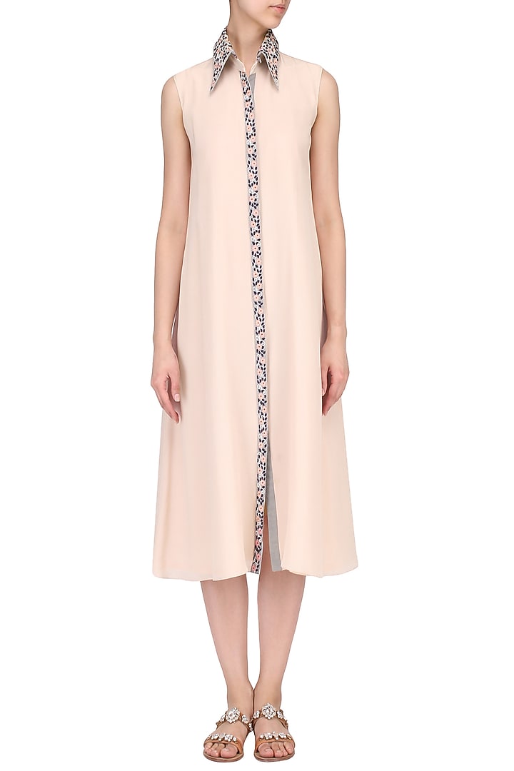 Blush pink mid-length shirt dress available only at Pernia's Pop Up Shop.