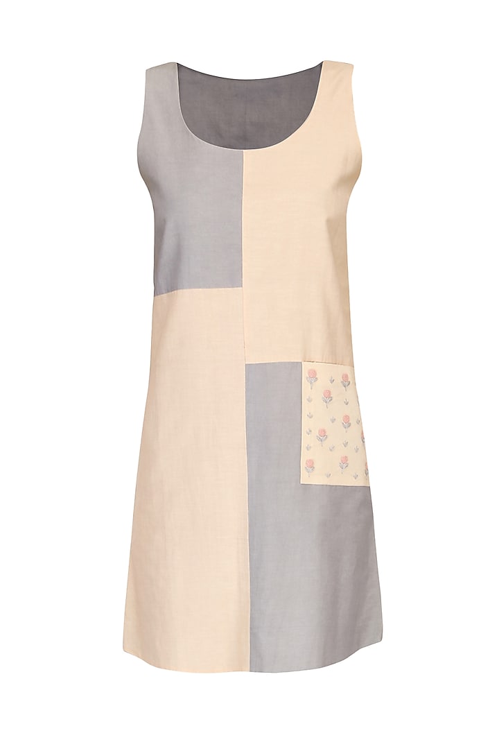 Pink and grey reversible monotone shift dress by Sejal Jain