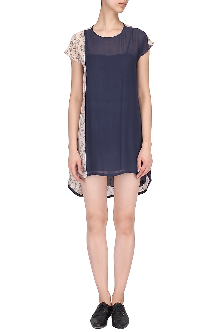 Pink and blue solid block dress available only at Pernia's Pop Up Shop.