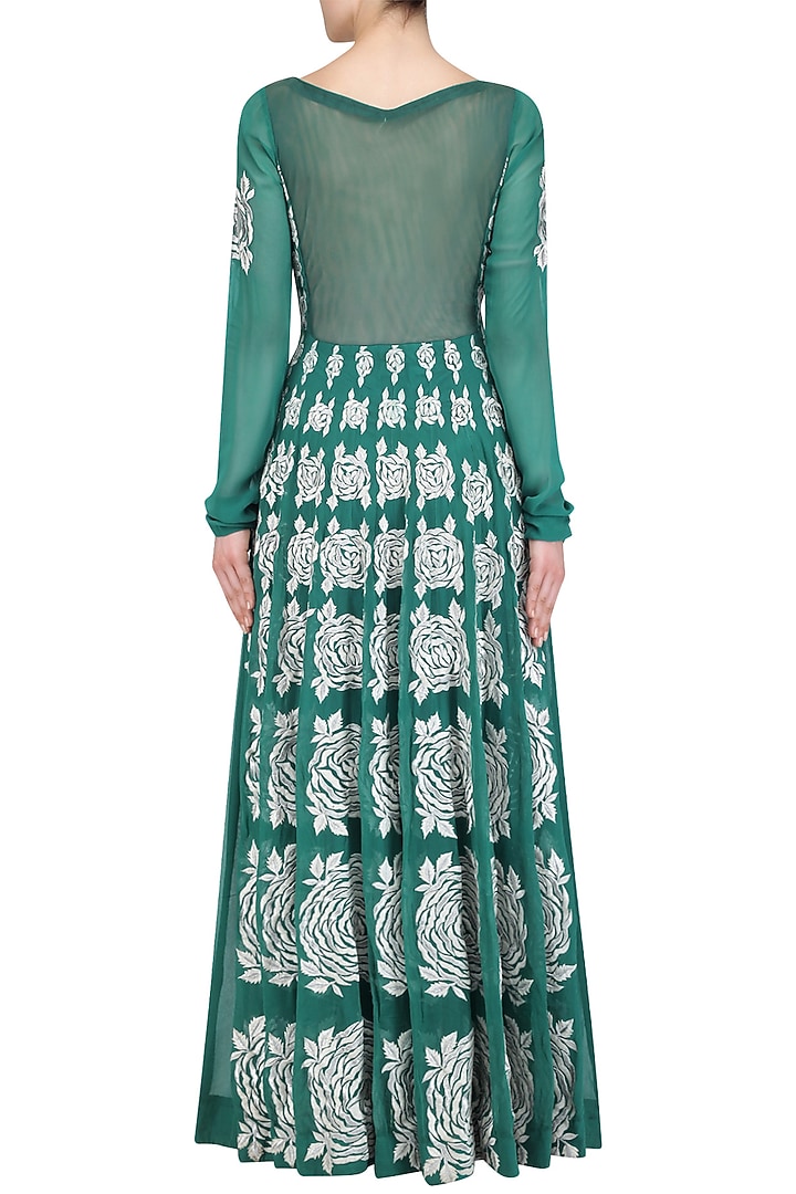 FEROZI & ORANGE CHINON FLORAL FALAIRED ANARKALI main image 1