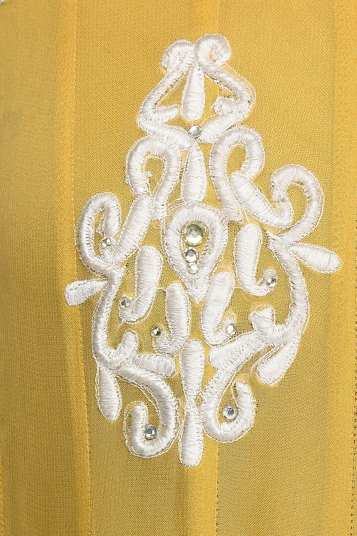 Mustard yellow embroidered anarkali and pants set available only at Pernia's Pop Up Shop.