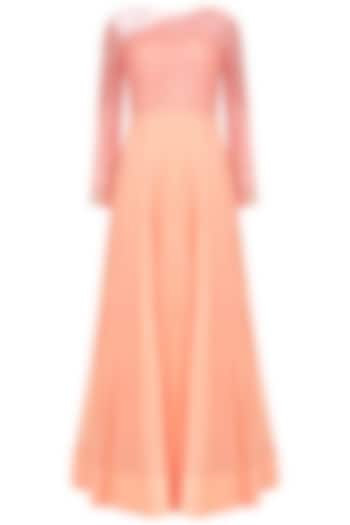 Peach Resham Emroidered Sheer Gown
 by Jhunjhunwala