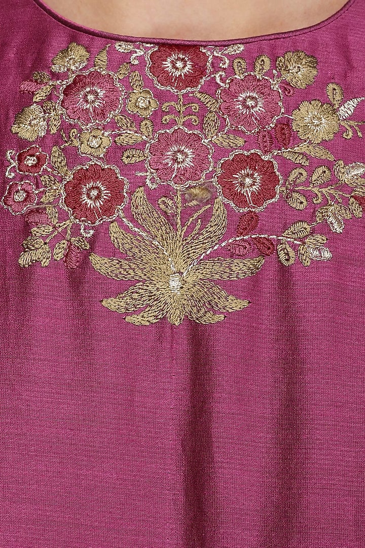 Dark gajri resham embroidered anarkali setavailable only at Pernia's Pop Up Shop.