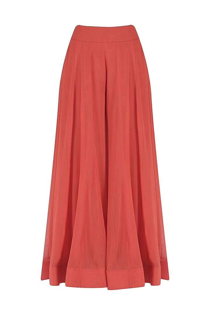Burnt orange embroidered jacket style anarkali and palazzo pants set available only at Pernia's Pop Up Shop.
