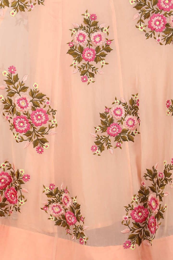 Peach floral motifs anarkali and straight pants set available only at Pernia's Pop Up Shop.