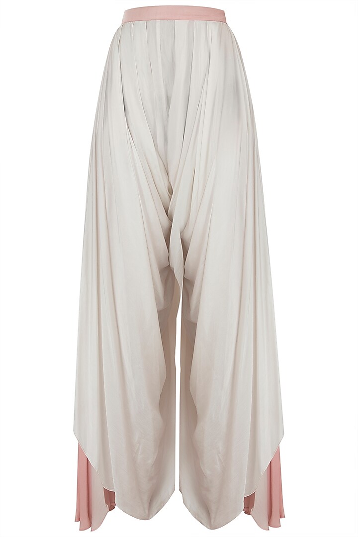 White embellished jacket with top and drape pants by Shreya Jalan Mehta at Pernia's Pop Up Shop