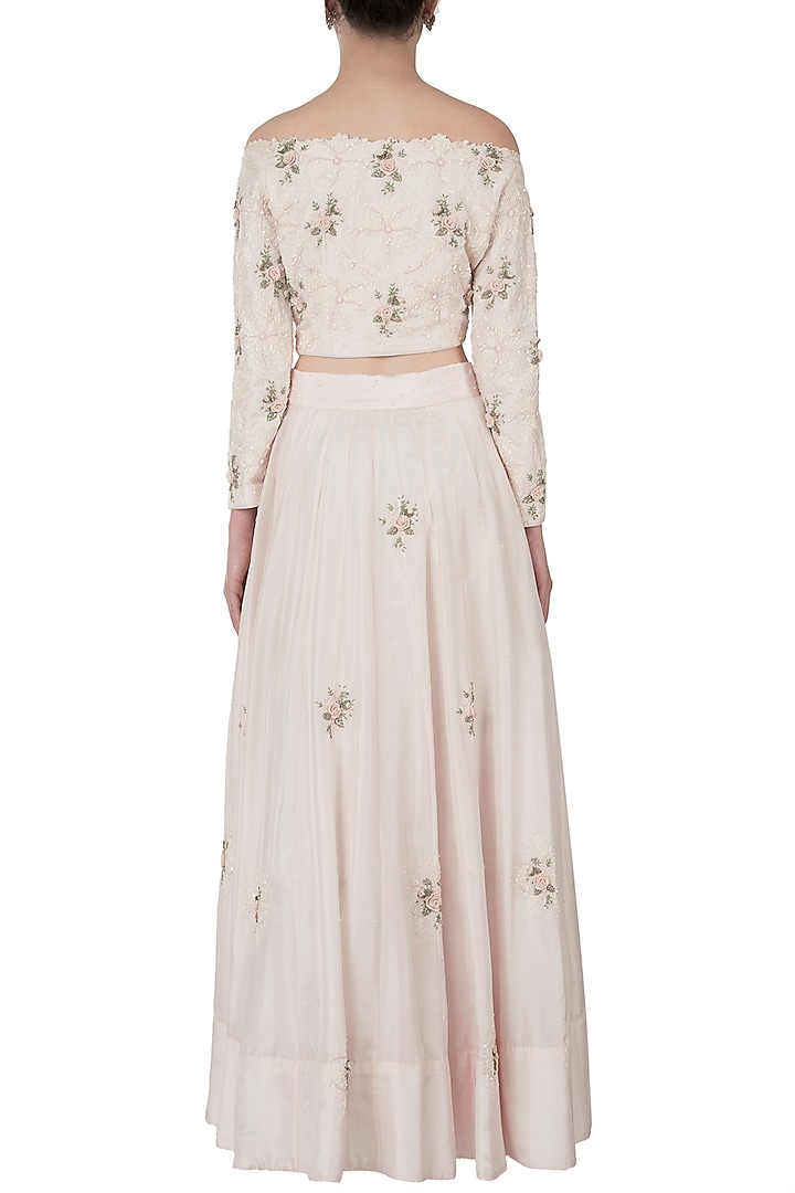 Pale pink embroidered Wedding Lehenga set by Shreya Jalan Mehta at Pernia's Pop Up Shop