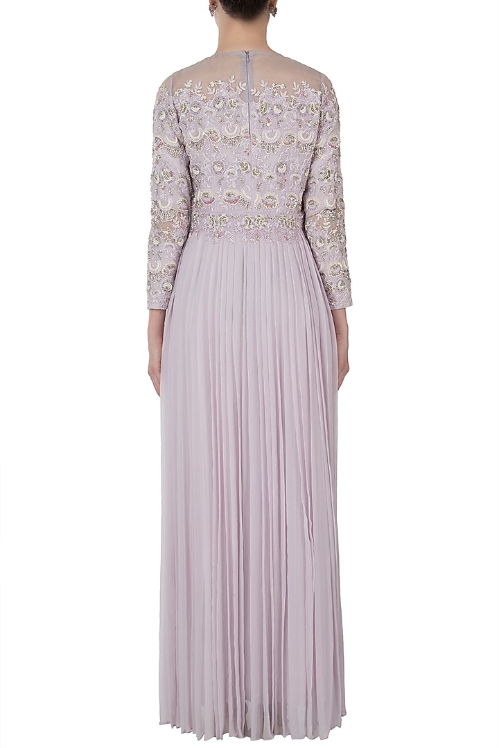 Misty lavender embroidered Wedding Anarkali gown with dupatta by Shreya Jalan Mehta at Pernia's Pop Up Shop