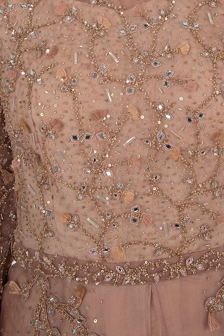 Rustic brown embellished Wedding Anarkali gown by Shreya Jalan Mehta at Pernia's Pop Up Shop