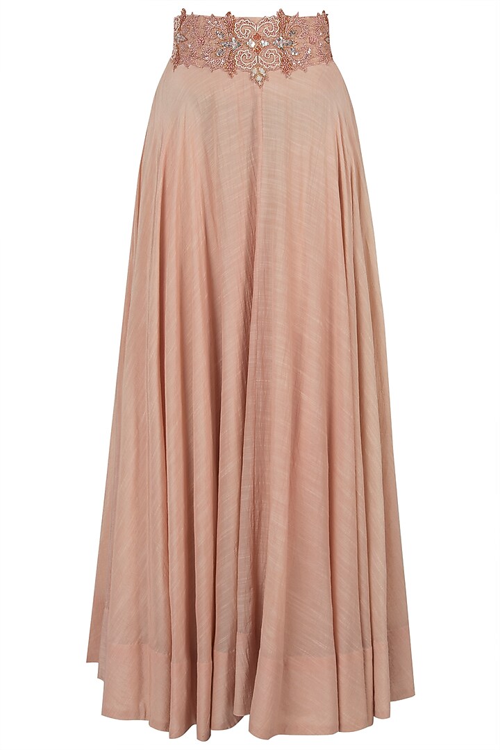Apricot embroidered top and jacket with skirt by Shreya Jalan Mehta at Pernia's Pop Up Shop