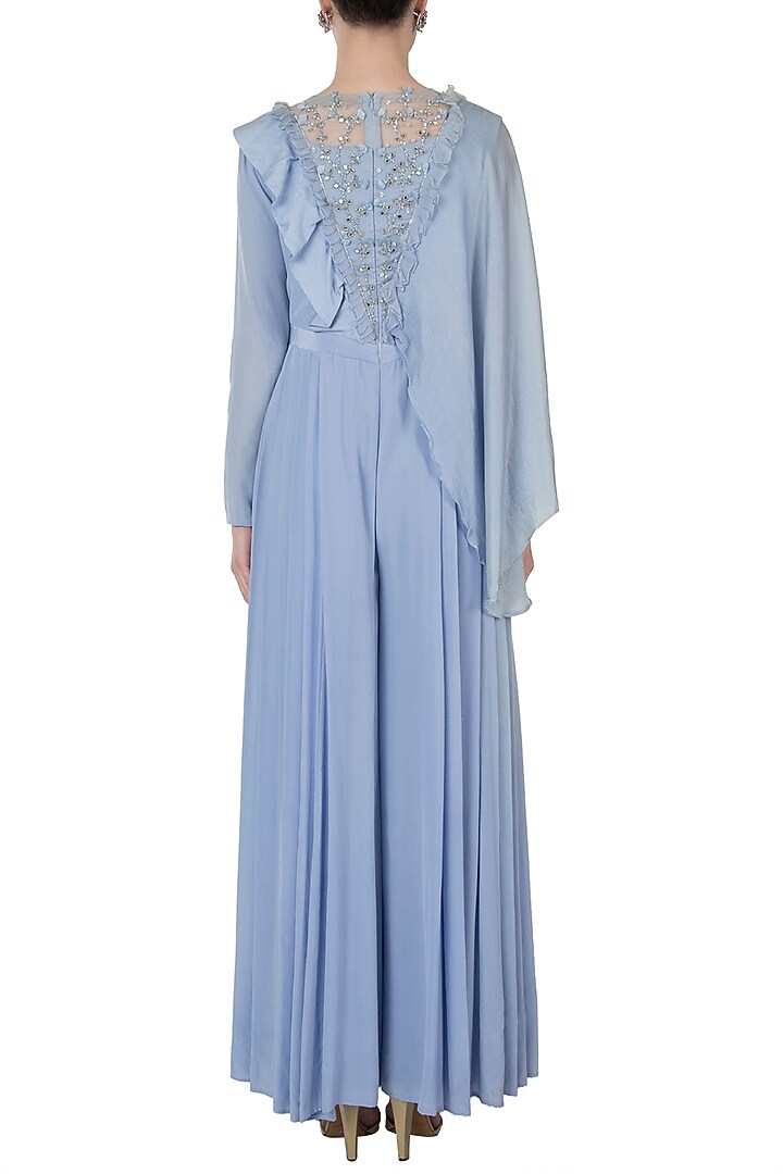 Serenity blue embroidered jumpsuit by Shreya Jalan Mehta at Pernia's Pop Up Shop