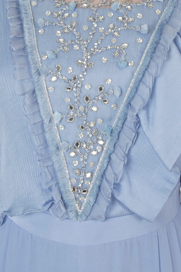 Serenity blue embroidered jumpsuit by Shreya Jalan Mehta at Pernia's Pop Up Shop