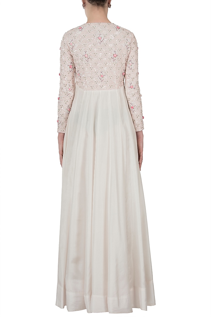 Lace pink embroidered Wedding Anarkali set by Shreya Jalan Mehta at Pernia's Pop Up Shop