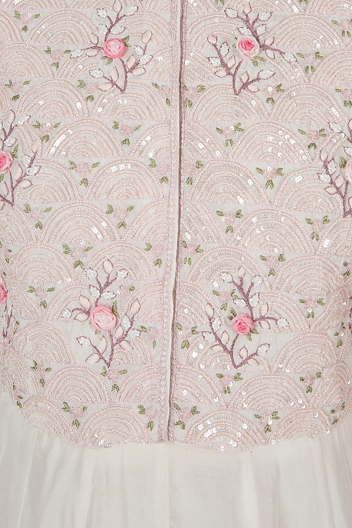 Lace pink embroidered Wedding Anarkali set by Shreya Jalan Mehta at Pernia's Pop Up Shop