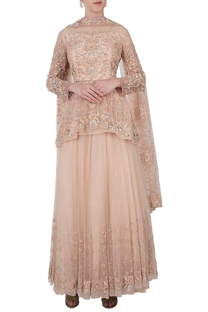 Champagne embroidered Bridal Lehenga set by Shreya Jalan Mehta at Pernia's Pop Up Shop