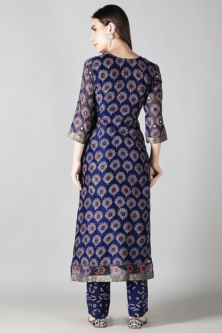 Amethyst Purple Silk & Cotton Printed Kurta Set by Sheeshakari at Pernia's Pop Up Shop