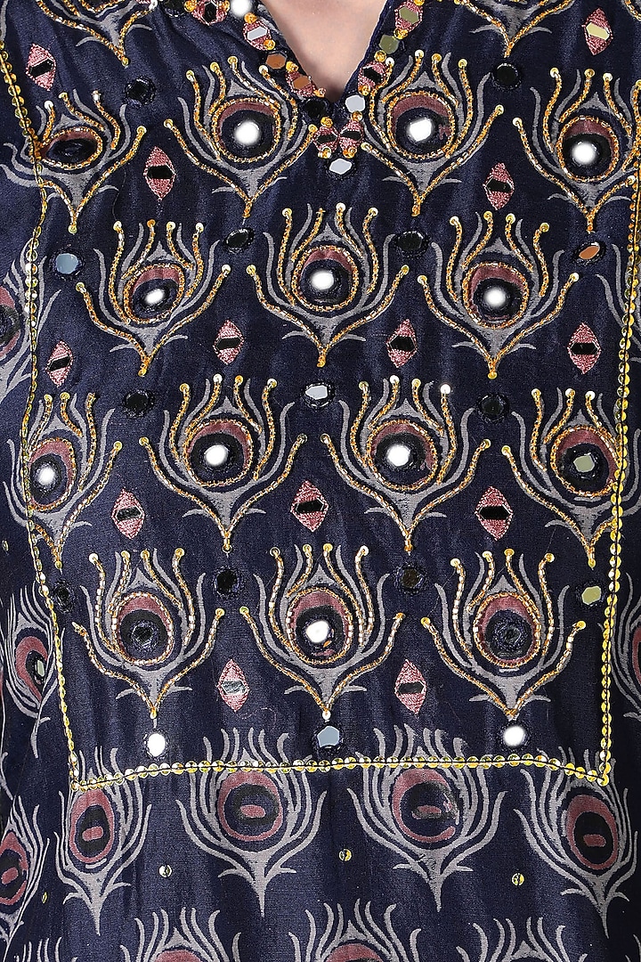 Amethyst Purple Silk & Cotton Printed Kurta Set by Sheeshakari at Pernia's Pop Up Shop