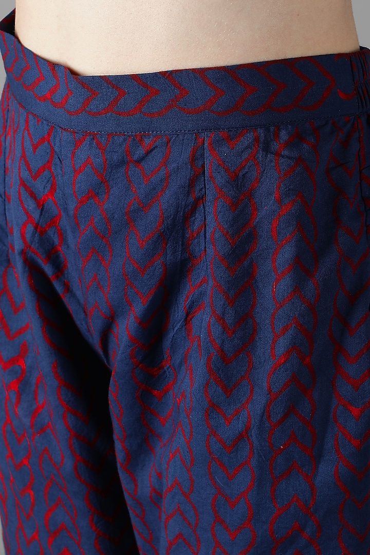 Deep Burgundy Silk & Cotton Printed Kurta Set by Sheeshakari at Pernia's Pop Up Shop