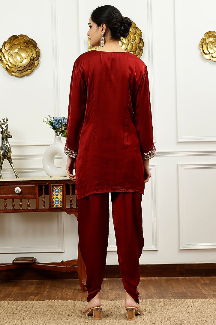 Rust Silk Dhoti Set by Sheeshakari at Pernia's Pop Up Shop