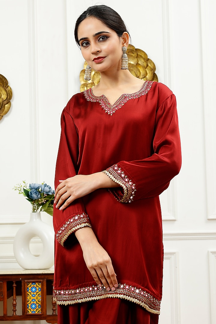 Rust Silk Dhoti Set by Sheeshakari at Pernia's Pop Up Shop