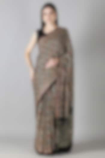 Black Silk Bead Handwork Reception Saree Set by Sheeshakari at Pernia's Pop Up Shop