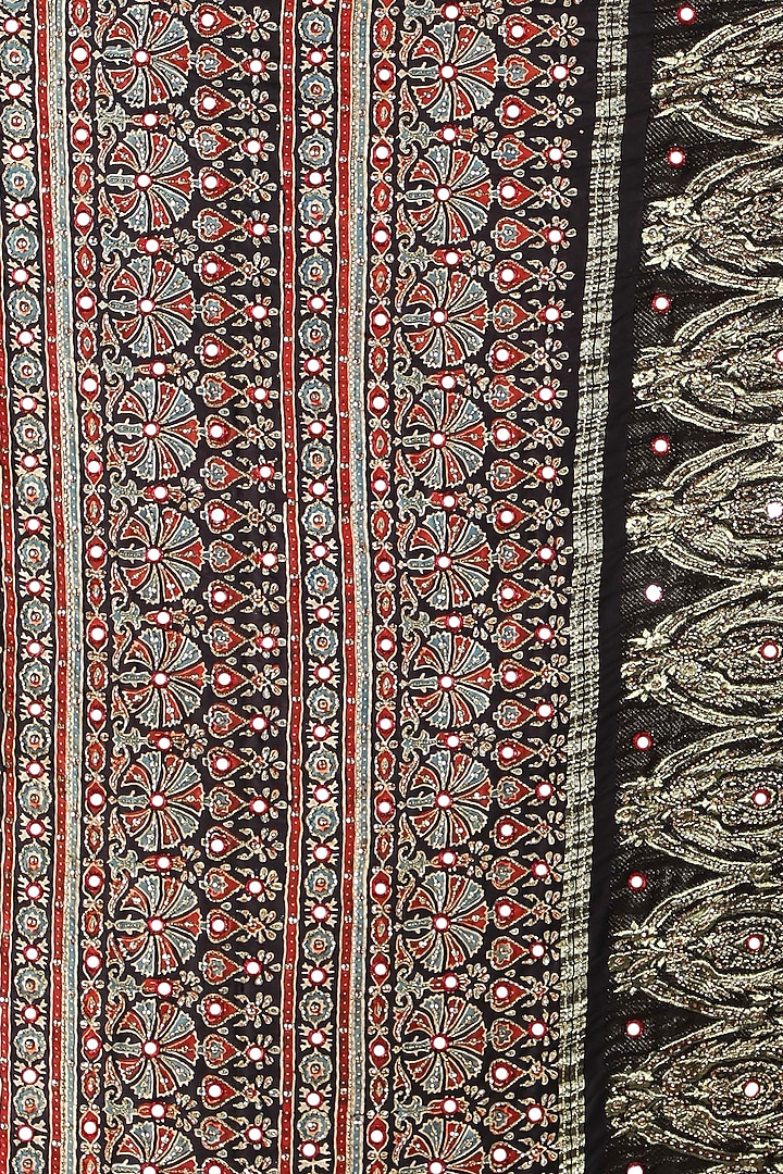 Black Silk Bead Handwork Reception Saree Set by Sheeshakari at Pernia's Pop Up Shop