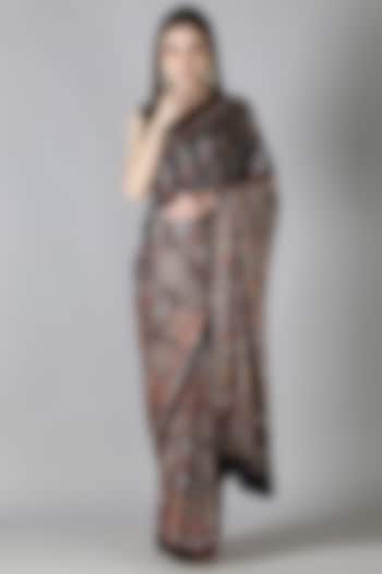 Black Silk Aari Work Reception Saree Set by Sheeshakari at Pernia's Pop Up Shop