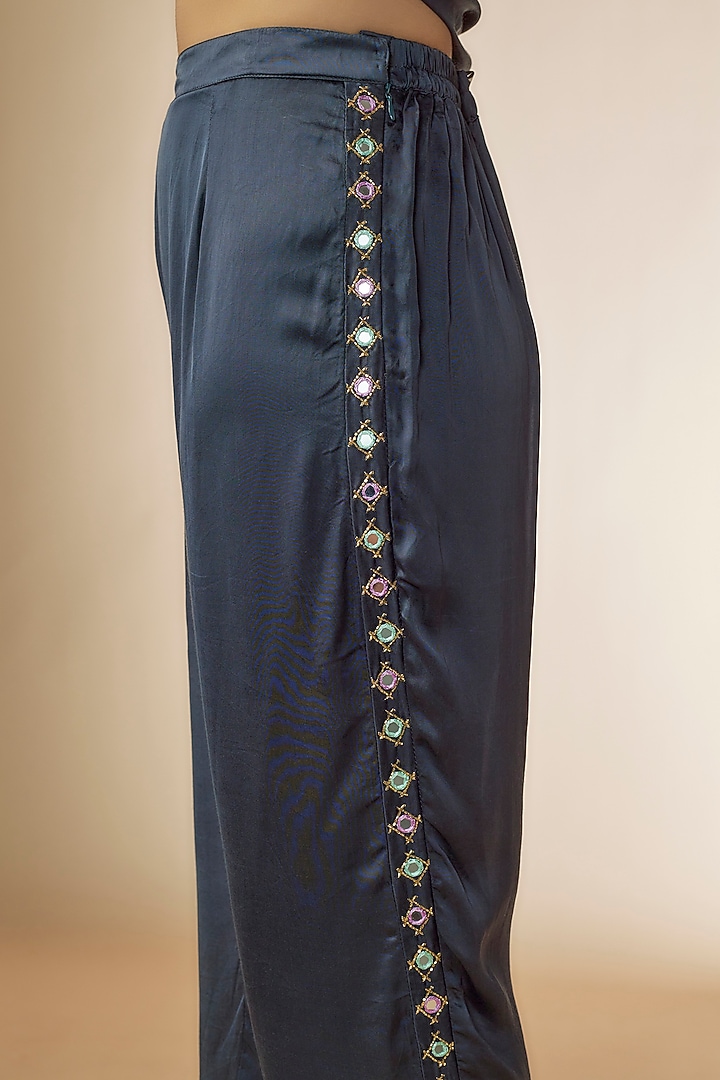 Pink & Grey Silk Embroidered Co-Ord Set by Sheeshakari at Pernia's Pop Up Shop
