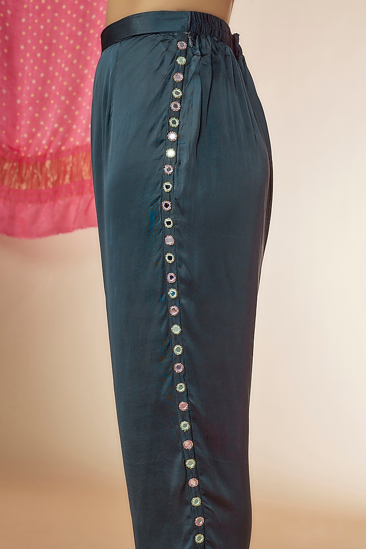 Pink & Grey Silk Embroidered Co-Ord Set by Sheeshakari at Pernia's Pop Up Shop