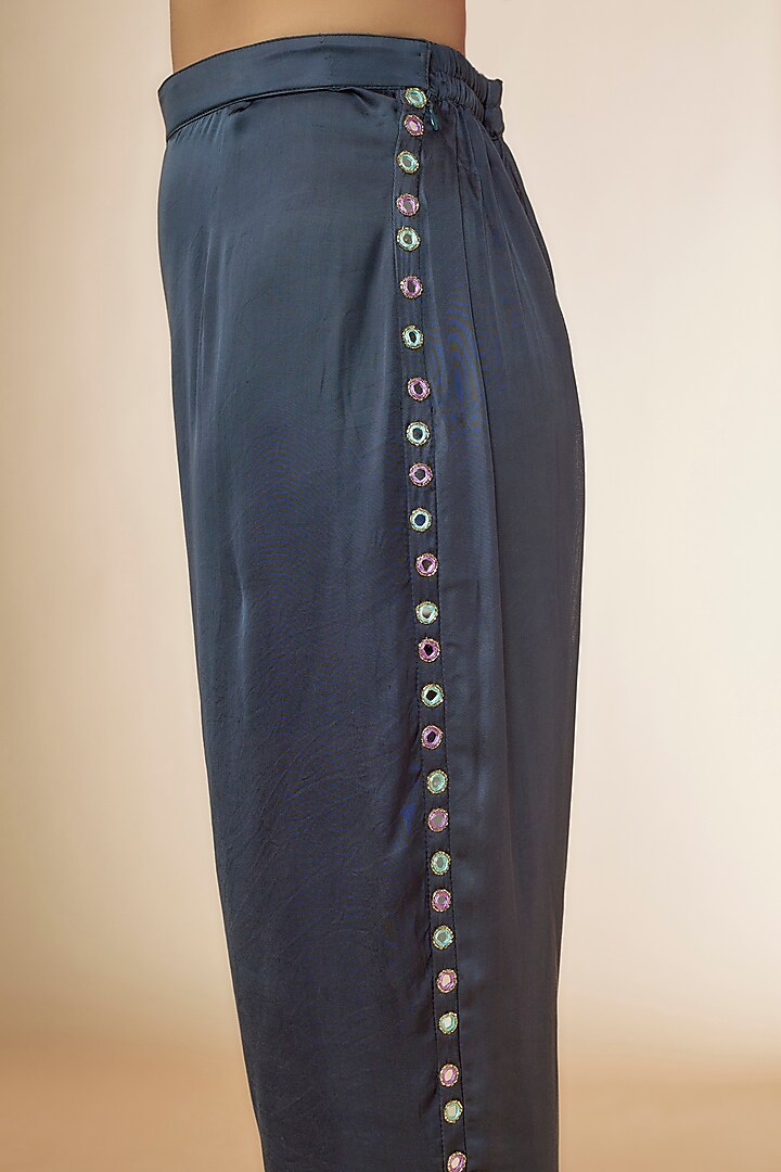 Pink & Grey Silk Bandhani Printed & Embroidered Co-Ord Set by Sheeshakari at Pernia's Pop Up Shop